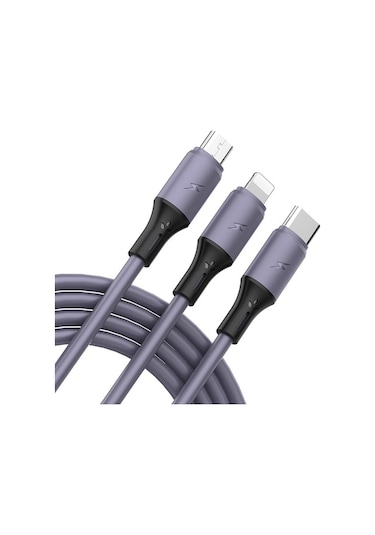Mars 1.2 Metre 3 Uçlu (Micro,Type-C,İphone Uyumlu) Şarj Kablosu