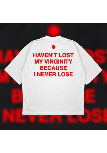 Tarzsokak I Never Lose Boxy Fit Oversize Unisex Tshirt Baskılı Tişört Beyaz