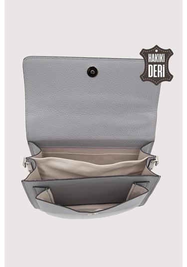 Hakiki Deri Kadın El Çantası Gri Smr9022 GRİ