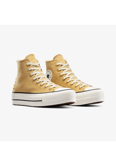 Converse Chuck Taylor All Star Lift Crafted Laces Unisex Beyaz Platform Sneaker A12551c Sarı