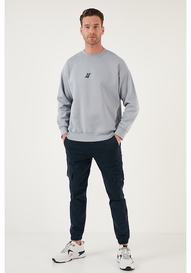 Buratti Regular Fit Bisiklet Yaka Pamuklu Içi Tüylü Yumuşak Şardonlu Erkek Sweat 5905405 Açık Gri