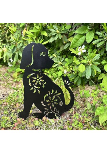 1/2 Adet Köpek Kazıkları Metal Kazıklar Bahçe Eklentisi Köpek Heykeli Süslemeleri Metal Köpek Şekli Heykeli Siluetleri Köpek Bahçesi Baş Yukarı Köpek