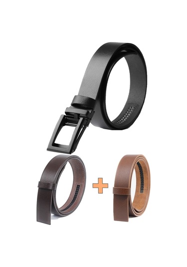 Manda Derisi Otomatik Tokalı Deliksiz Erkek Kemeri - Otomatik Kemer Çokrekli