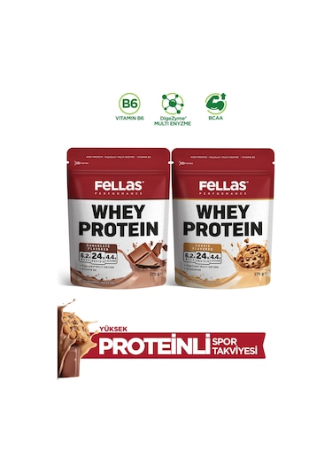Fellas Whey Protein Tozu 2'li - Çikolata Aromalı 175 G + Kurabiye Aromalı 175 G Çikolata - Kurabiye