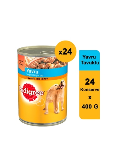 Pedigree Junior Tavuklu Konserve Yavru Köpek Maması 24 x 400 G