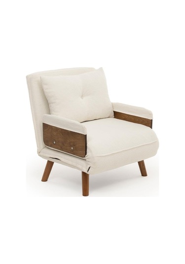 Pafu Cosmo Tekli Katlanır Yataklı Koltuk - Teddy Beyaz Beyaz