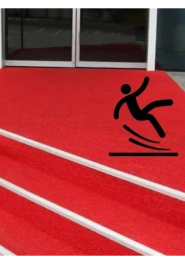 Kırmızı Kıvırcık Plastik Paspas, Dış Mekan İçin Paspas, 1x7