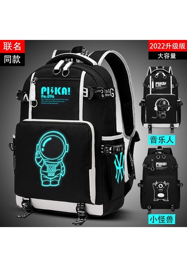 Yifomall Erkek Öğrenci Sırt Çantası 3-6.sınıf Ortaokul - Büyük Boy 635 Uzaylı Desenli Siyah Beyaz Dayanıklı Materyal Çok Renkli