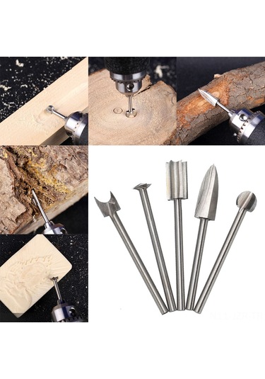 Geeroyoo 5'li Elektrikli Ahşap Oymacılık Ucu Seti - Hss Malzeme 3x8 Boyutlu Freze Uçları