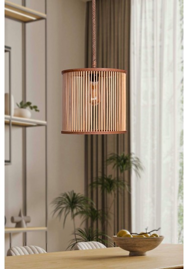 Rustik Bambu Serisi Selen Ahşap Sarkıt Avize Ahşap