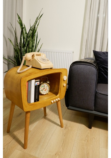 Dekoratif Retro Tv Ahşap Sehpa Köşe Sehpa