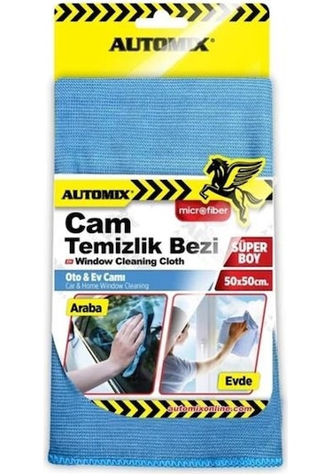 Automix Mikrofiber Cam Temizlik Bezi Mavi 50 x 50 CM