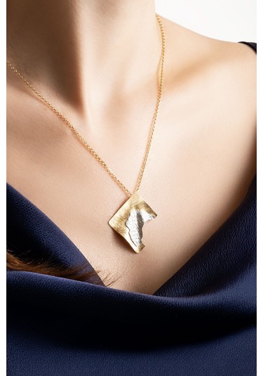 Kayıp Şehir 18 Ayar Sarı Altın Kaplama 47 Cm Gümüş Tasarım Kolye