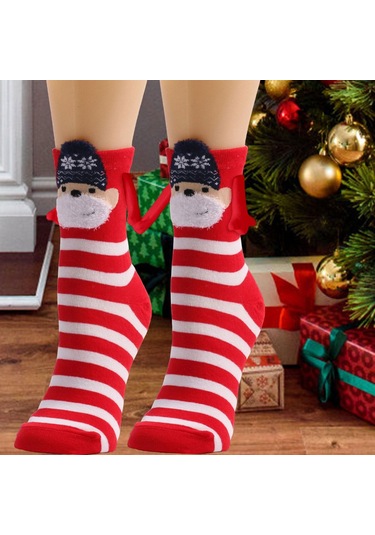 Homyl 1 Çift El Ele Çorap Hediye Rahat Orta Tüp Sevimli Kırmızı