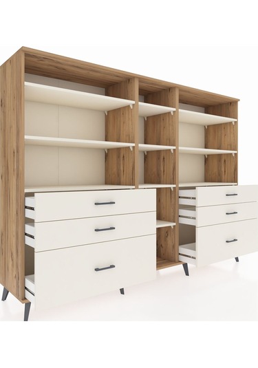 Hyperion Dolap 10 Raflı 6 Çekmeceli 220x44x163 Çam-aytaşı Çam-aytaşı