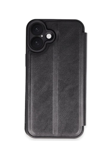 Apple Uyumlu,  iPhone 16 Plus Kılıf Flip Cover - Siyah Düz Renkli
