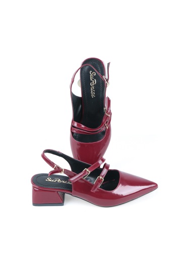 Ayakkabımood S.p 4 Cm Arka Açık Sivri Burun Rugan Kadın Ayakkabı Bordo