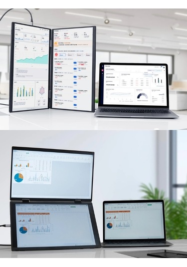 Vesamax Mobil Katlanıp Taşınılabilir İkili Harici Monitör 15.6" 1