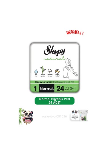 Sleepy Natural Ultra Hassas Hijyenik Ped Normal 24 Adet Ped Ve Rosıe