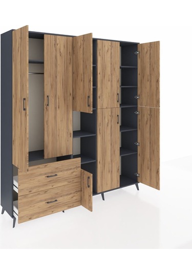 Hyperion Dolap 12 Raflı 2 Çekmeceli Tek Askılı 220x44x243 Antrasit-çam/çam Atlas Çam/atlas Çam Hyperion Dolap 12 Raflı 2 Çekmeceli Tek Askılı 220x44x243 Antrasit-çam/çam Atlas Çam/atlas Çam