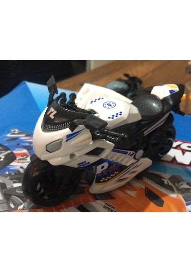 Oyuncak Sürtmeli Polis Motorsikleti 15 Cm Beyaz Model Motorsiklet