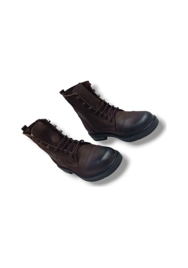 Growish Gr0254 Hakiki Greyzır Deri Kaydırmaz Kauçuk Taban Erkek Yüksek Bot Kahverengi