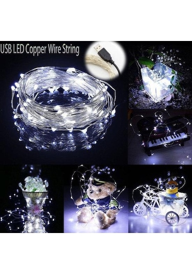 Çok Renkli 5/10 M Su Geçirmez Usb Led Bakır Tel Peri Dize Işıklar Çelenk Dekorasyon 5m 50leds Çok Renkli