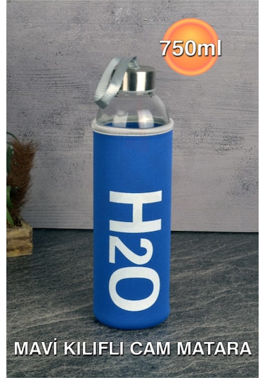 H2o Cam Matara - 750ml - Mavi Kılıflı Mavi
