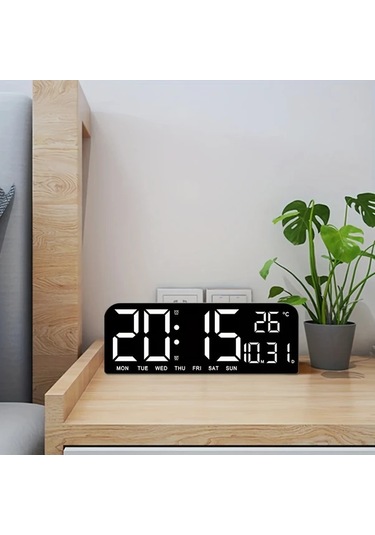 Willowhaven Beyaz Mavi Ekranlı 10 İnç Büyük Dijital Saat Alarmlı Termometreli Dekoratif