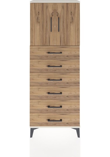Arges Dolap 2 Raflı 6 Çekmeceli 2 Kapaklı 60x30x163 Aytaşı-çam Aytaşı