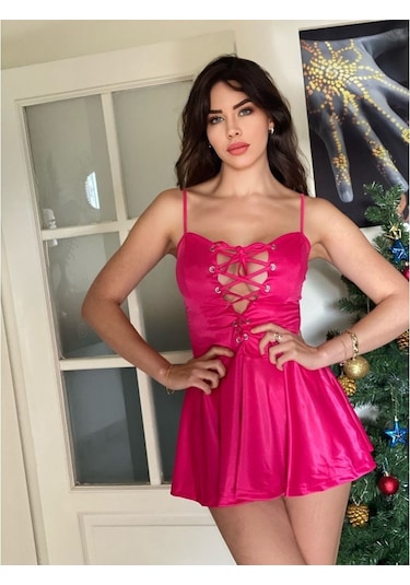 Saten Kuşgözlü Kiloş Elbise (529859441)