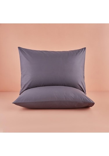 2 Adet Antrasit Pamuklu Fermuarlı 50x70 Cm Yastık Kılıfı Antrasit