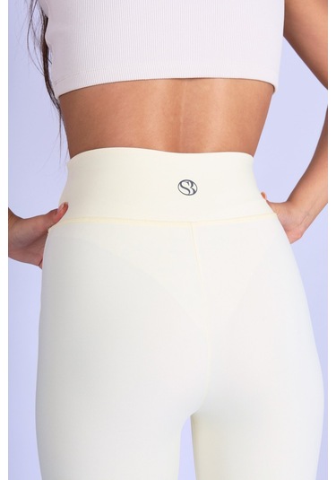 Soft&Basic Kadın Sarı İspanyol Paça Flare Yoga Tayt Pantalon Sarı