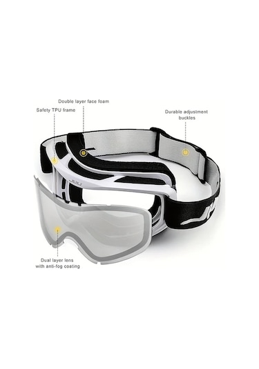 Maxaccess Maxjulı Erkek Ve Kadın Kayak Gözlüğü - Antifog Polar Siyah Gökkuşağı Lens Kar Board Snowmobile