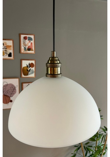 Perry Cam Tekli Avize Lale Beyaz Başlık Retro Sarkıt Lamba Restoran Salon Aydınlatma Beyaz