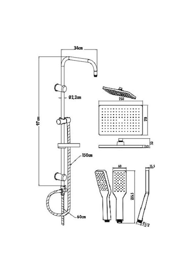 Creavit SH630 Luna Duş Seti Takımı - 3'lü