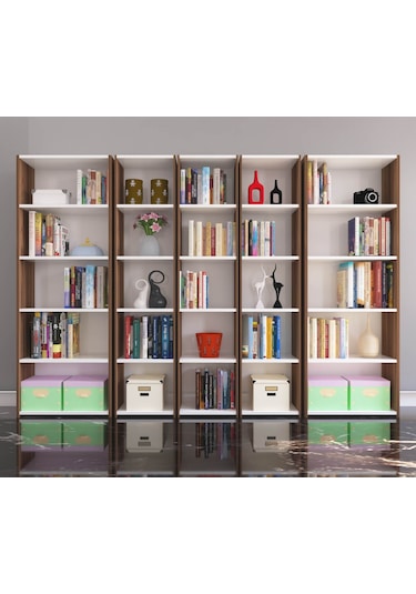 Nurmobilya Nur Mobilya Linda 5'Li Arkalıklı Kitaplık 3 Renk