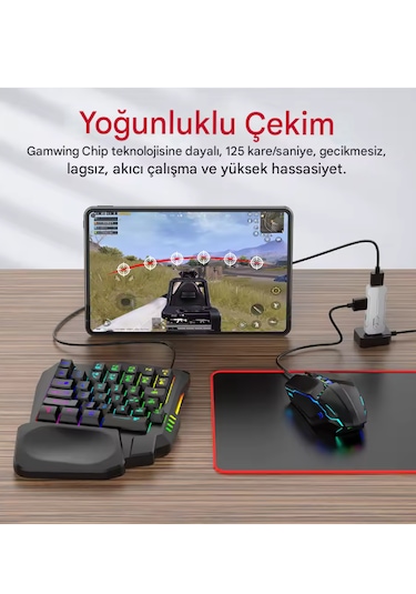 Pubg Mobil Oyun Kiti 5in1 Bt5.3 Klavye Mouse Dönüştürücü Seti Pug