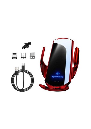 Ebitda Q3 Araç Üstü Maksimum Güçlü Manyetik Kablosuz Şarj, 15w, Kırmızı