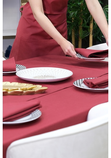 Dream Kumaş Peçete Modelleri Leke Tutmaz Kumaş Peçete Çeyiz Seti 6lı Paket Vişne