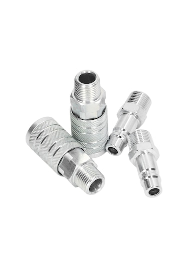 Symbee 1/2 İnç Npt Akışlı Pnömatik Hortum Bağlantısı 4 Adet - 300psı Hızlı Takma Çıkarma Erkek Dişi Konnektör Seti