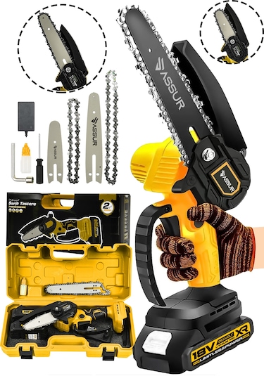 Assur ASR745-02-24 18v Çift Akülü Dal Budama Testere Sarı