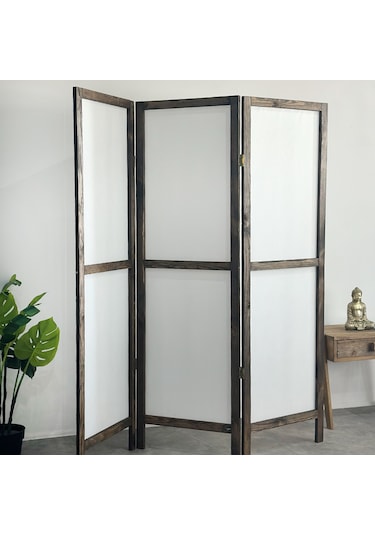 Ahşap Paravan Panel Kumaş Paravan 6006