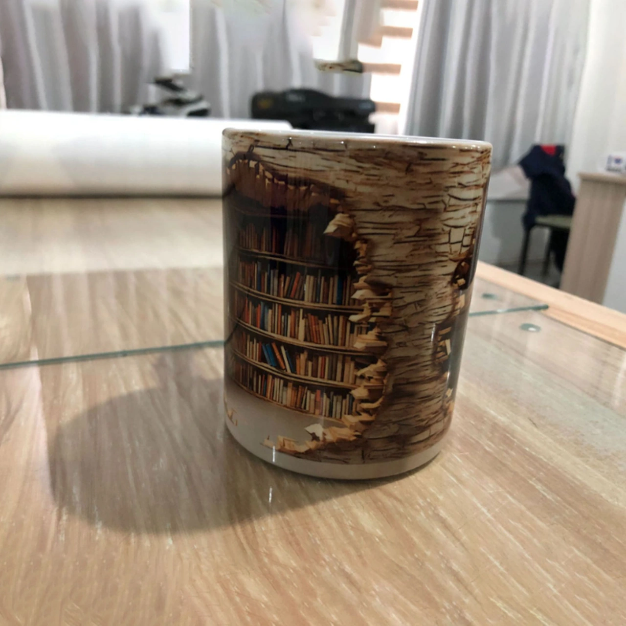 Yaratıcı Kitaplık Kupası, Dayanıklı Seramik Kupa, Isıya Dayanıklı Ve Çok Yönlü Seramik Kahve Kupası, 3d İlham Veren Baskı, Kitap Severler Ve Çocuklar İçin Mükemmel