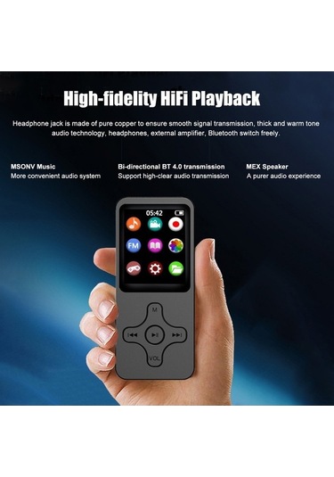 Flybuy Bluetooth 4.0 Mp3 Mp4 Çalar, Taşınabilir Hoparlör, Fm Radyo, E-kitap Okuyucu, Çoklu Dil Destekli Hifi Ses Kalitesi, 16g-128g Depolama