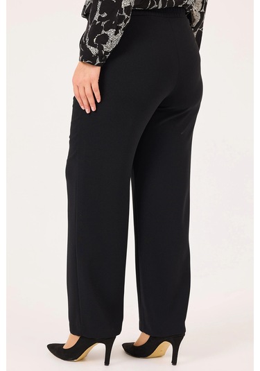 Galaxi Kadın Büyük Beden Fermuarlı Bilek Boy Pantolon 4027 Siyah Siyah