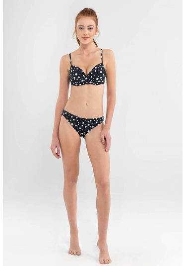 Blackspade Çıkartılabilir Destekli Puantiye Baskılı Siyah Bikini