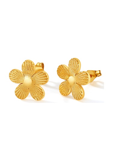 Sones Opk Ge941 1 Çift Vintage Paslanmaz Çelik Çiçek Küpe Altın