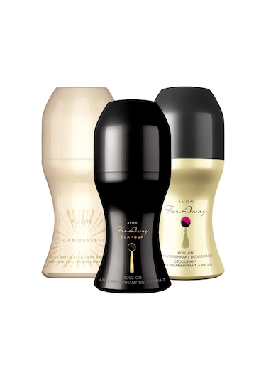 Avon Far Away 50 ML + Glamour 50 ML + Incandessence Kadın Rollon 50 ML