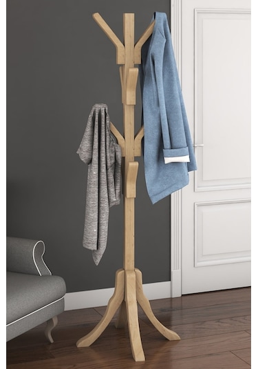 Homedora Axel Ahşap Ayaklı Gürgen Askılık Ahşap